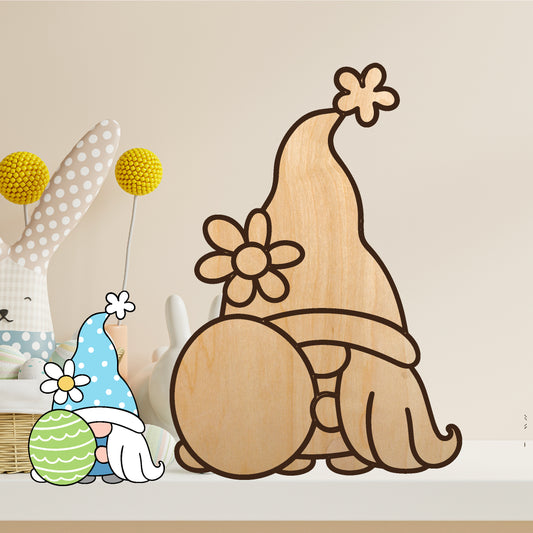 Set of 10, Spring gnome with egg blank wood, cut to shape wood, blank wood for art, wood blank, blank wood