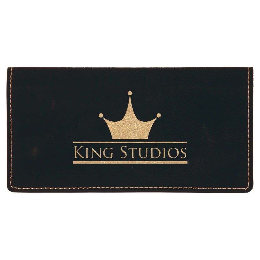 Black/Gold Leatherette Checkbook Cover, custom checkbook cover