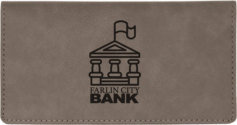 Gray Leatherette Checkbook Cover, custom checkbook cover