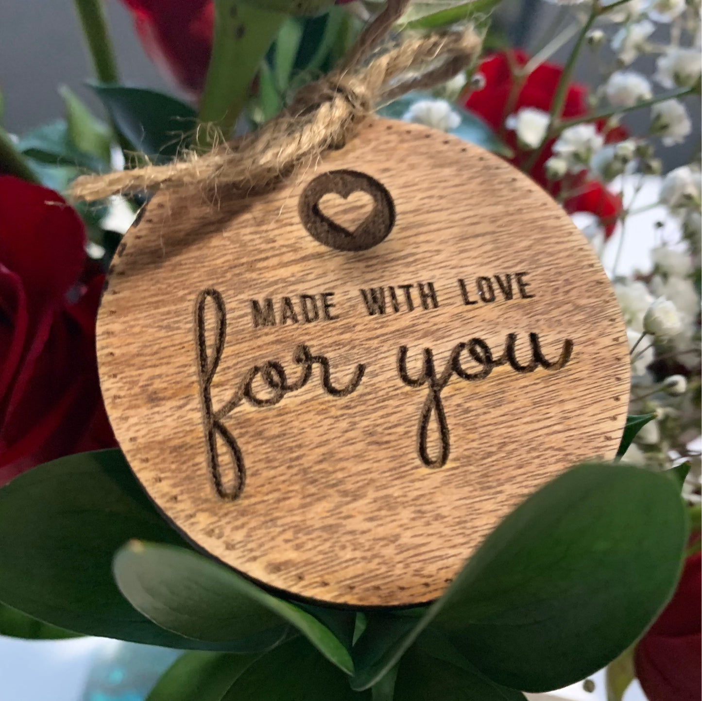 Made with love for you product tags, Set of 10 product tags, party favor tags, made with love for you tags, wood tags, product tags