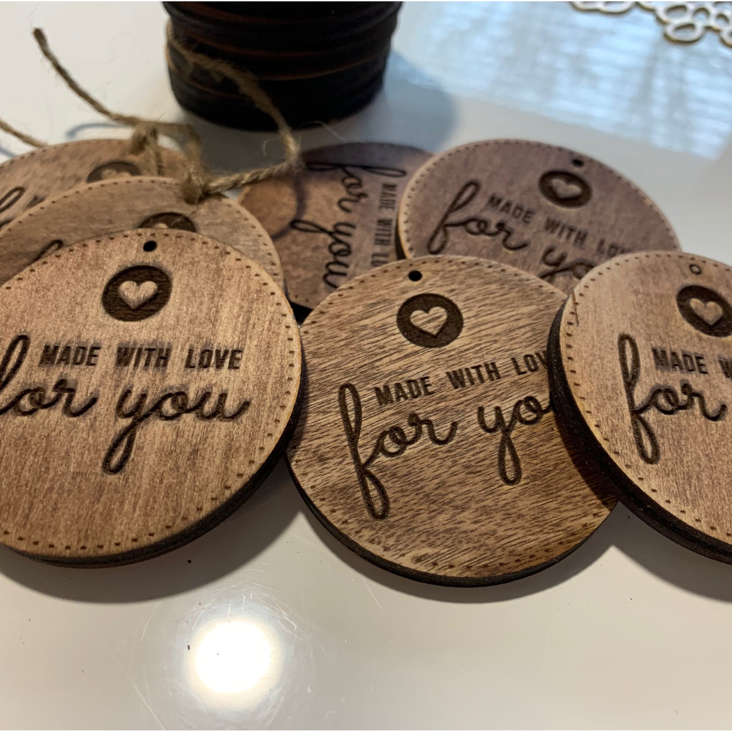 Made with love for you product tags, Set of 10 product tags, party favor tags, made with love for you tags, wood tags, product tags