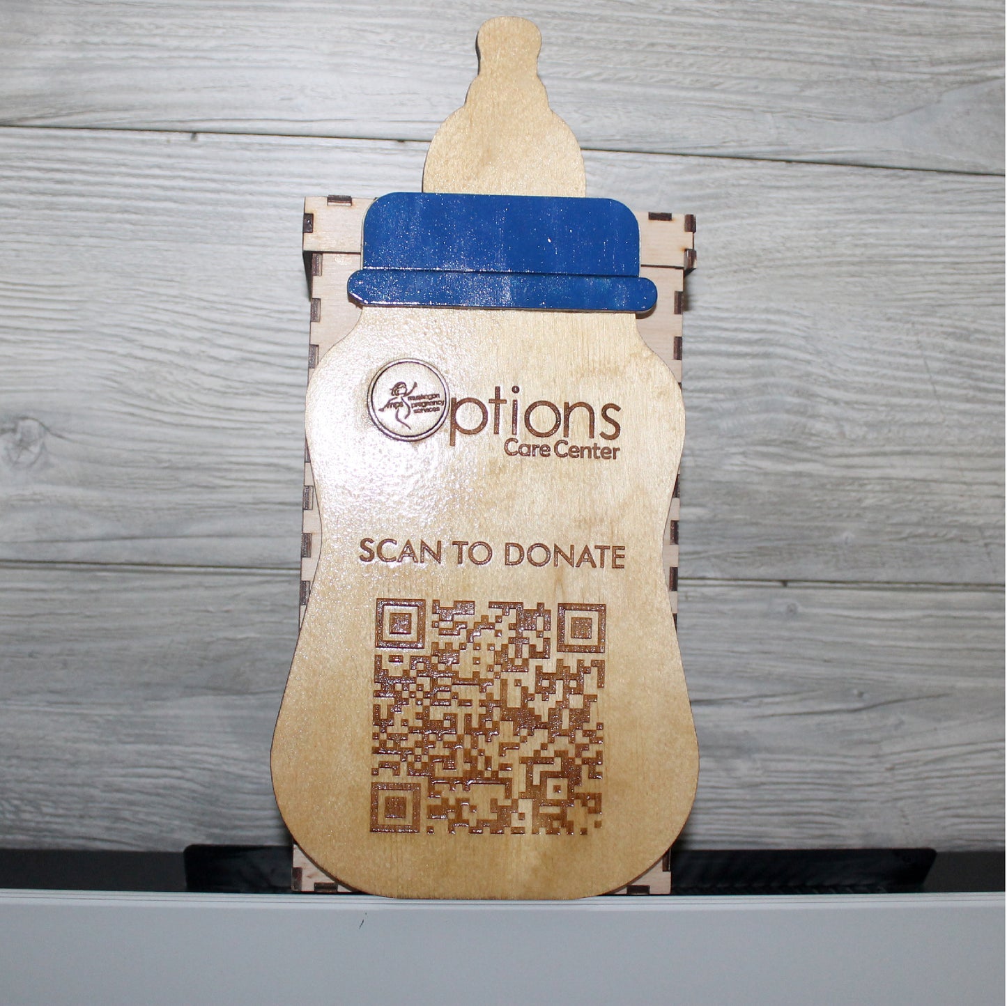 Custom Wood Boxes, wood boxes, Custom wood box, wood box, Custom Donation Boxes Engraved with Q-R Codes Business Logo Cut to Shape Raised Letters