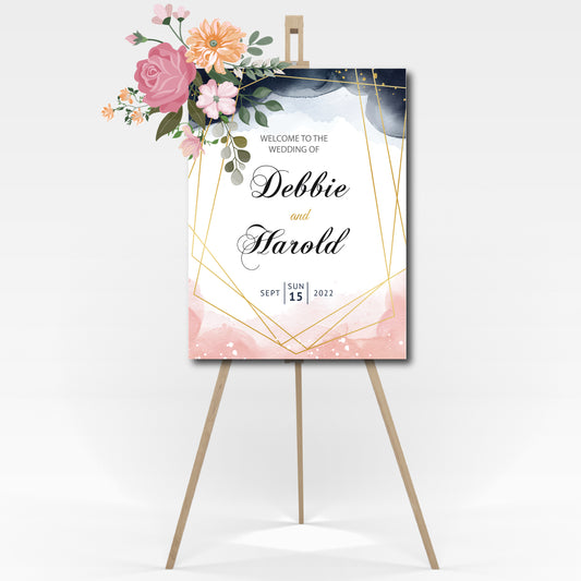 Elegant Wedding Peach Floral, Wedding Signs, 18X24 Wedding Signage Wedding Sign in Board, Wedding Welcome Sign, Custom Made Elegant Beautiful Wedding Sign Ideas