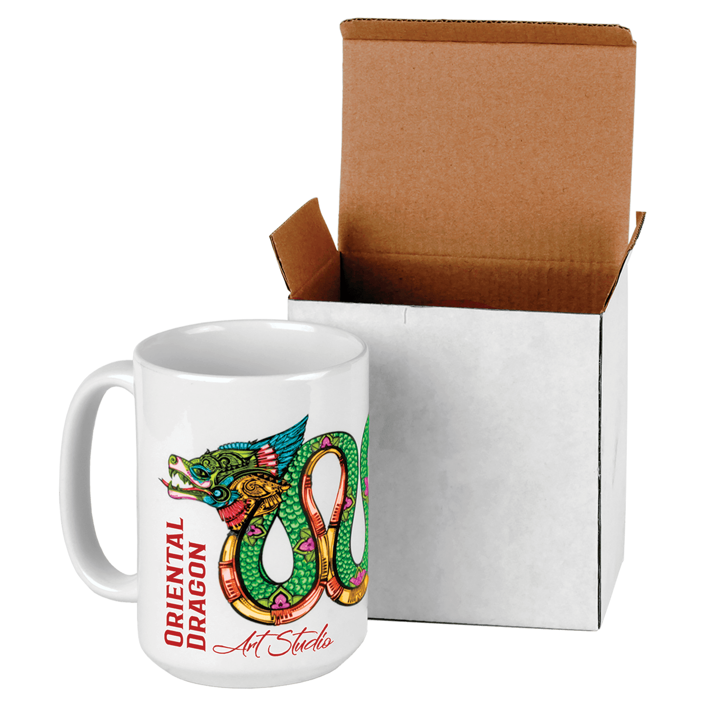 Custom White Ceramic 15 oz. Mug with White Box