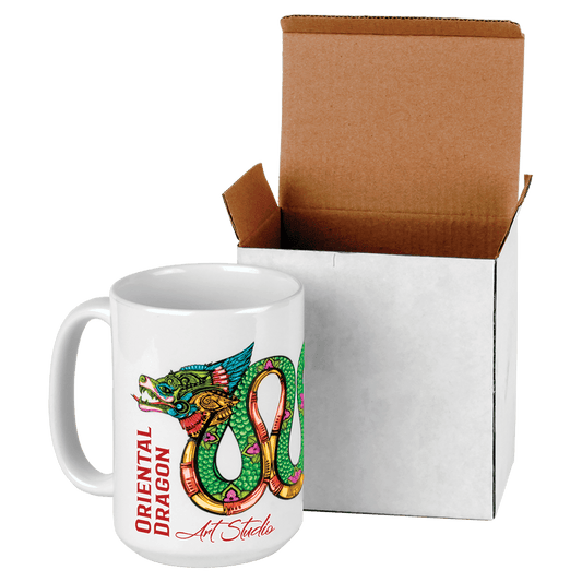 Custom White Ceramic 15 oz. Mug with White Box