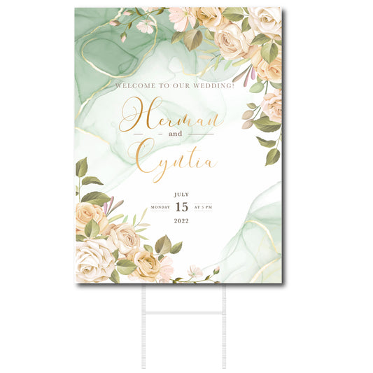 Yard sign, yard signs, Elegant pastel Wedding Sign in Board, Wedding Signs, 18X24 Wedding Signage, Wedding Welcome Sign, Custom Made Elegant Beautiful Rose Wedding Sign Ideas