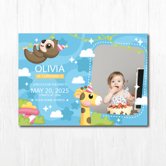 Custom Birthday Invitation Girl Birthday Invitation 5X7 Glossy High Definition Personalized Kid's Invitation 1st birthday