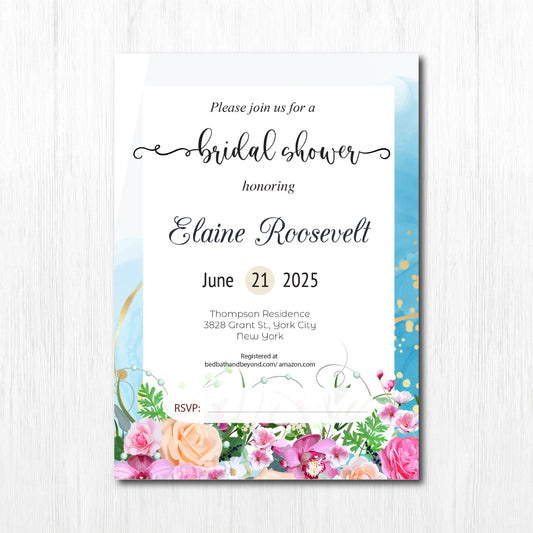 Bachelorette Party invitation, Bridal shower, bridal shower invitation, bridal shower invitation printed, bridal shower invitation floral