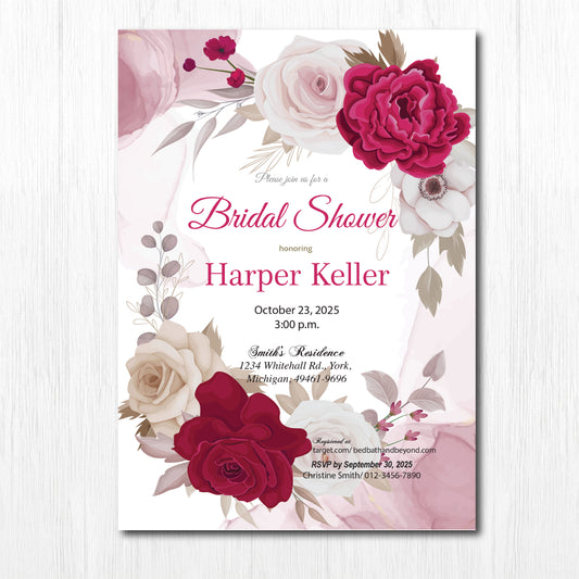 Bachelorette Party invitation, Bridal shower, bridal shower invitation, bridal shower invitation printed, bridal shower invitation floral