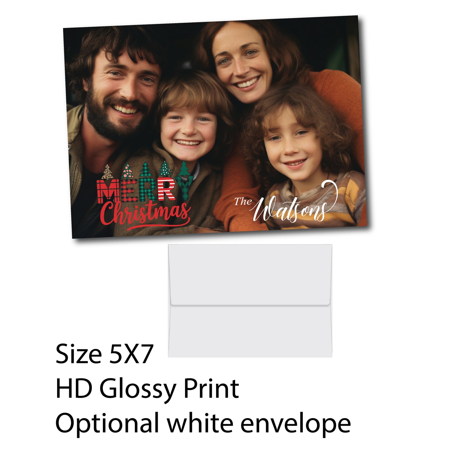 Glossy 5X7 inches Flat Christmas Greeting Card Custom Card