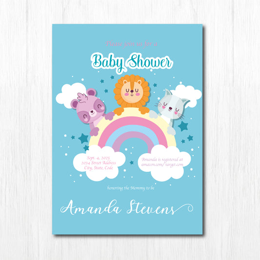 5X7 Baby Shower Invitation Custom Theme Easy to Personalize Baby Shower Girl Boy Invitation