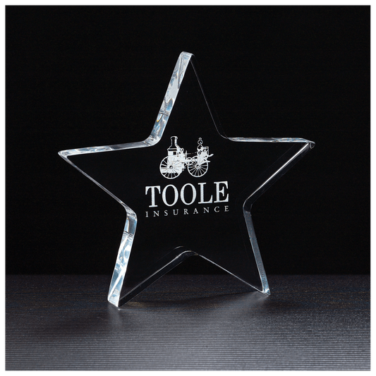 5" x 4 3/4" Star Acrylic Paperweight, Custom Engraved Acrylic