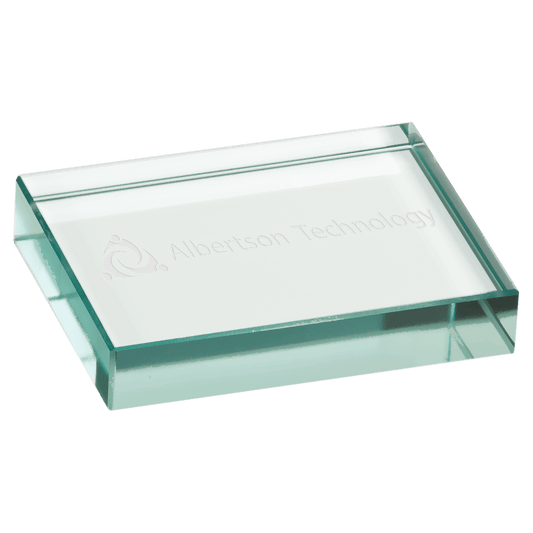 4" x 3" Jade Glass Paperweight, Custom Engraved Jade Glass Paperweight
