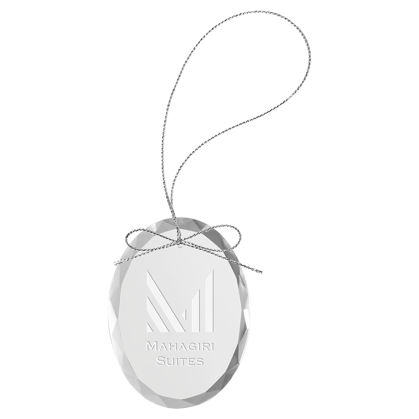 3 1/4" Clear Oval Glass Ornament with Silver String, Custom Engraved Personalized Ornaments (Copy)