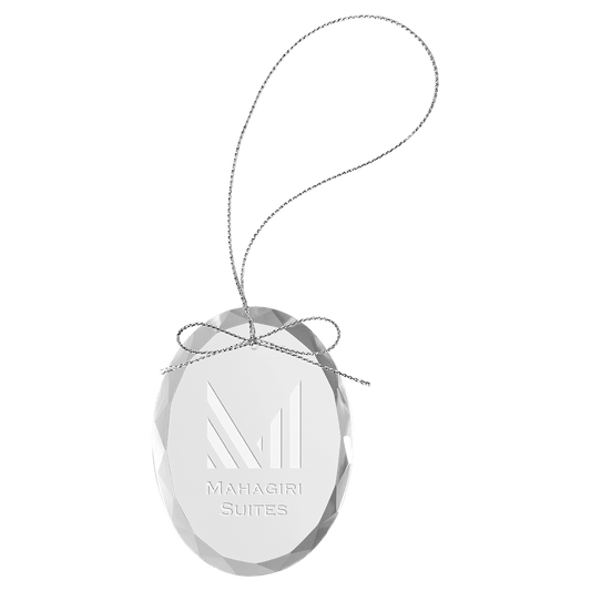 3 1/4" Clear Oval Glass Ornament with Silver String, Custom Engraved Personalized Ornaments (Copy)