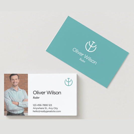 Teal and White Modern Realtor  Business Card/ Custom Business Cards