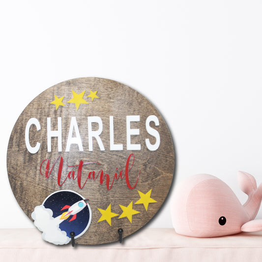 Personalized Room Decor Sign, Custom Wood Sign, Custom Name Sign, Baby Shower Gift, Laser Cut Acrylic Names, Round Wood Wall Art