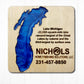 Lake Michigan Set of 4 Custom Wood Coasters with box, Engraved wood coasters, wood coasters for business, wood coasters engraved with Wood Box