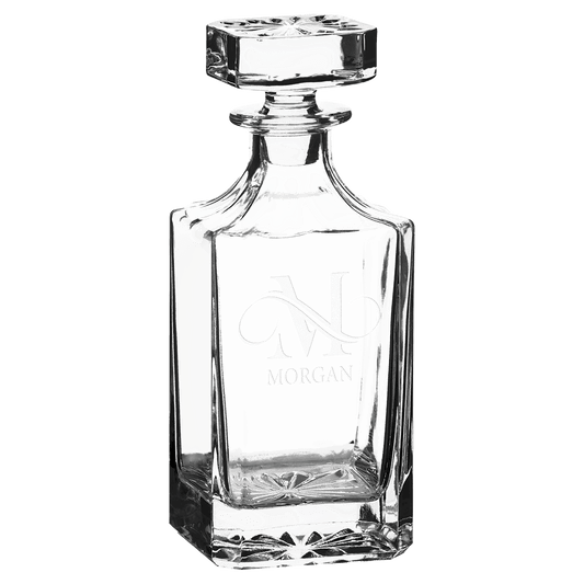 Custom Engraved 750ml Square Glass Decanter with Black Gift Box Gift for Him Anniversary Gift