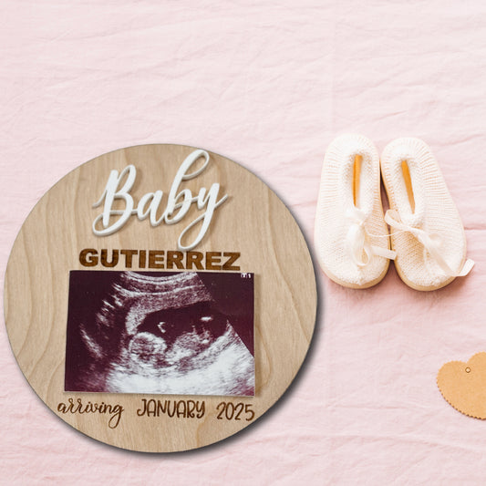 Engraved Round Baby Announcement Custom Baby Announcement Baby Milestones