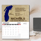 Calendar, lake map calendar, calendars, calendar, custom 2025 wall calendar, custom desk calendar, lake map art, lake map wood, 2024 calendar, lake map engraved