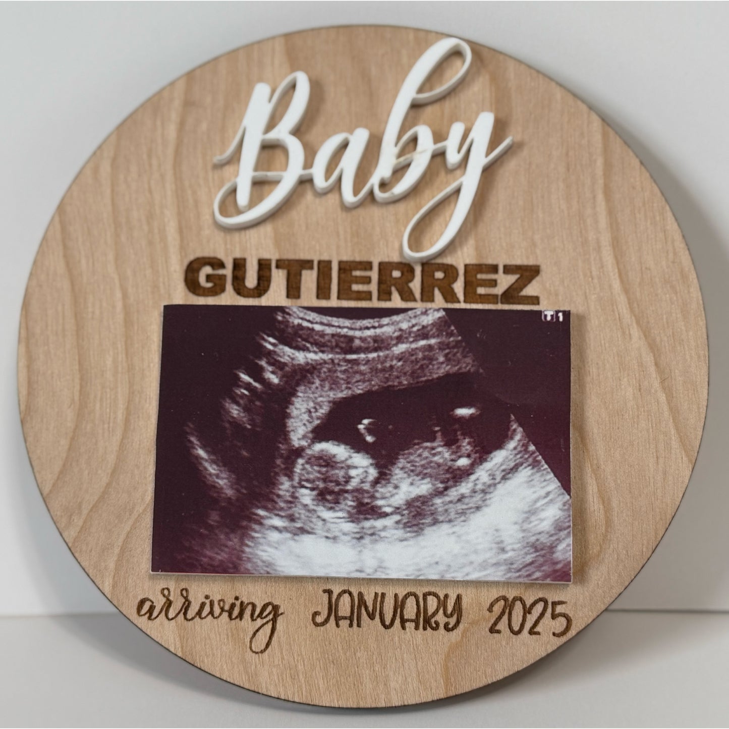 Engraved Round Baby Announcement Custom Baby Announcement Baby Milestones