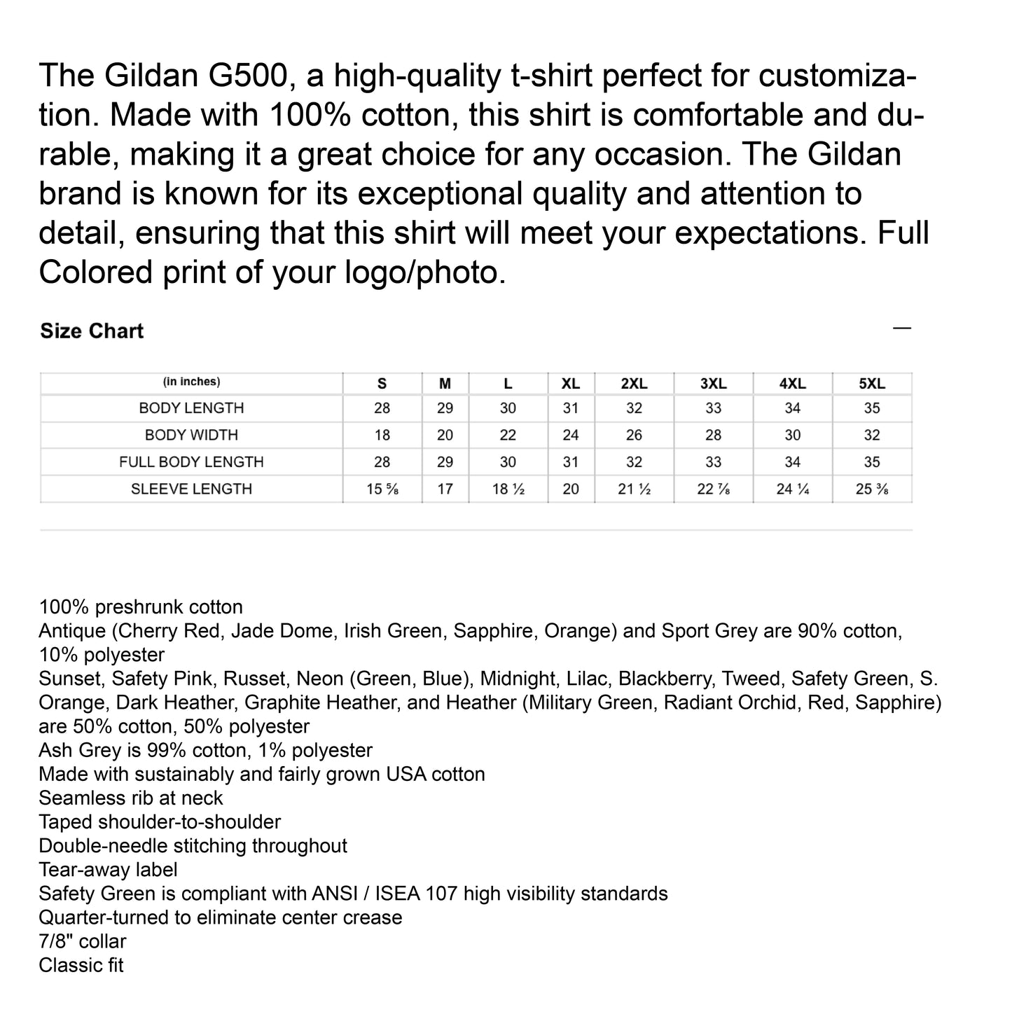 Custom Shirt Gildan G500 Adult Heavy Cotton 5.3 oz. T-Shirt