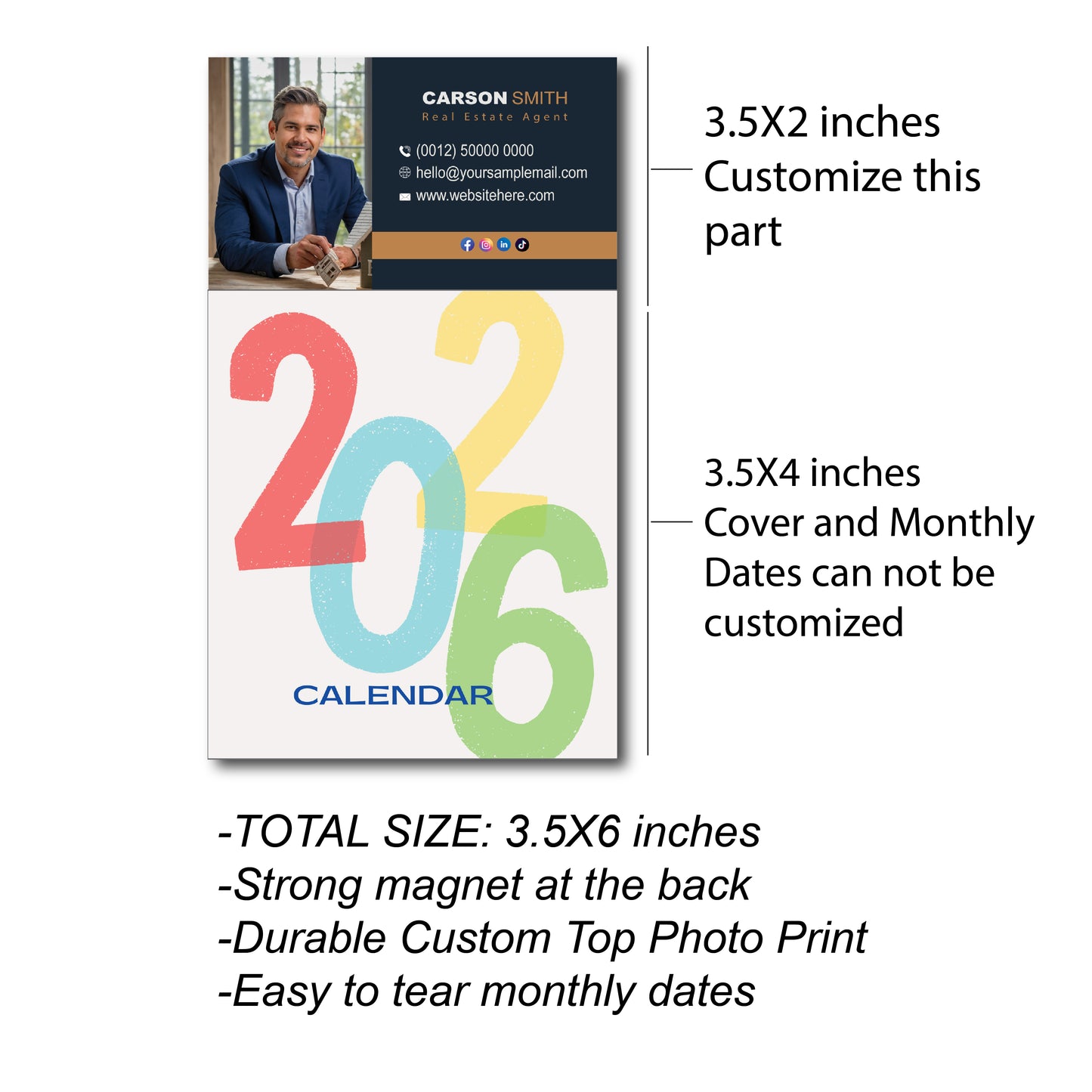 Custom Realtor calendar, calendars, calendar,2026 custom calendar, custom magnetic calendar, affordable bulk calendar, magnetic calendar, calendar 2026