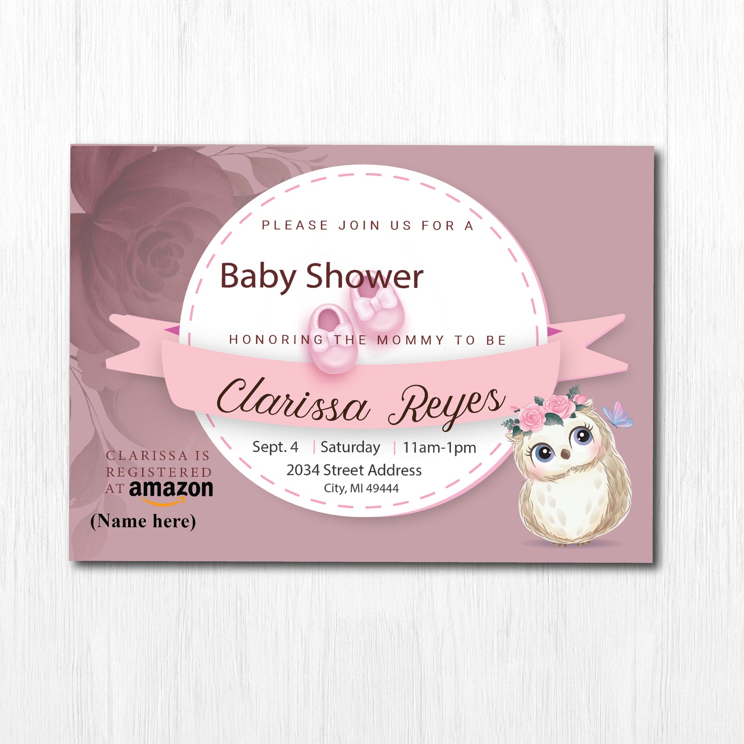 5X7 Baby Shower Invitation Custom Theme Easy to Personalize Baby Shower Girl Boy Invitation