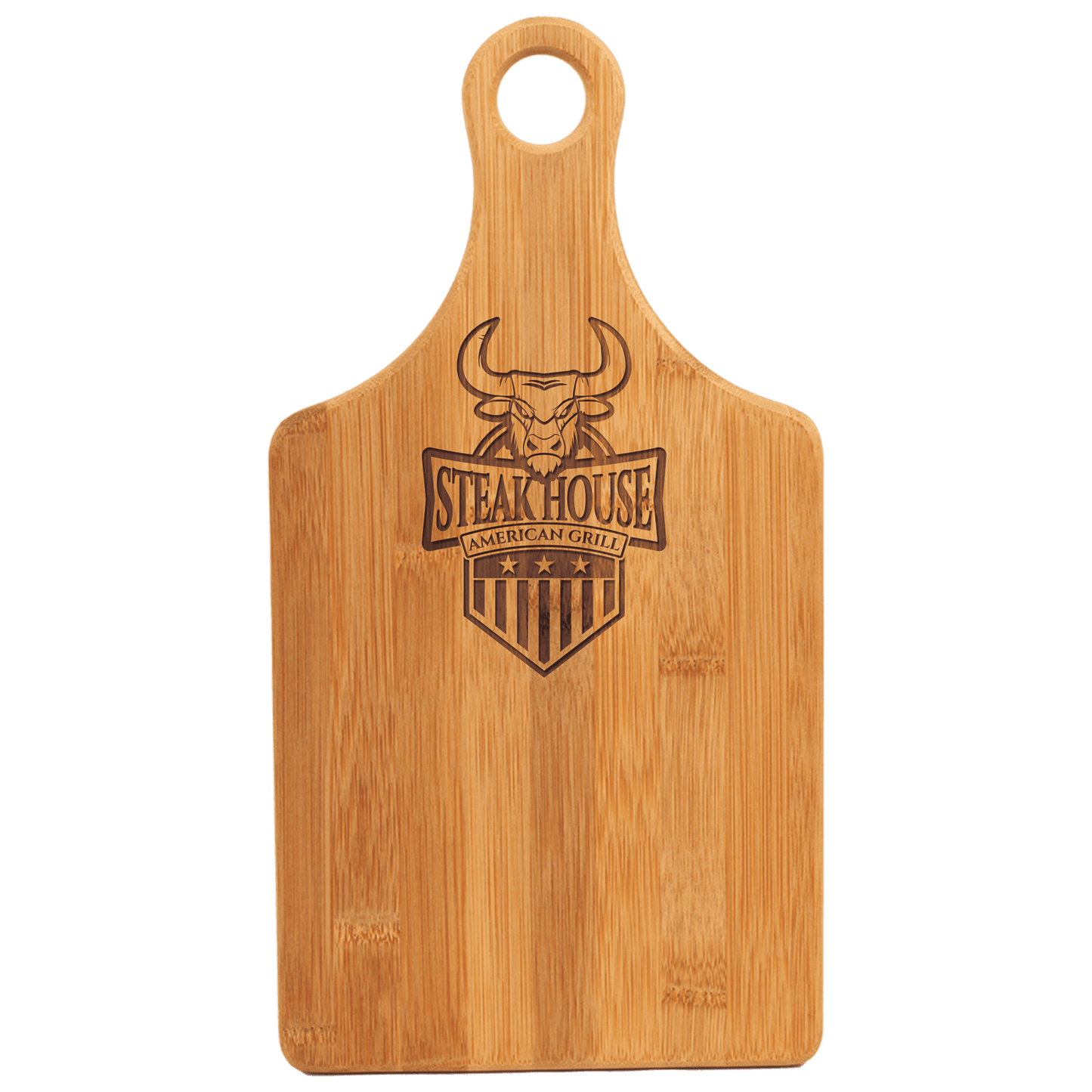 13 1/2" x 7" Bamboo Paddle Shape Cutting Board, Custom Engraved Cutting Board