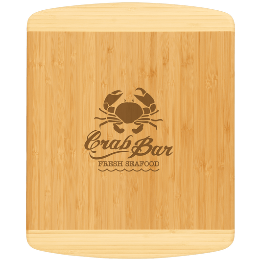 13 1/2" x 11 1/2" Bamboo 2-Tone Cutting Board, Custom Engraved Cutting Board