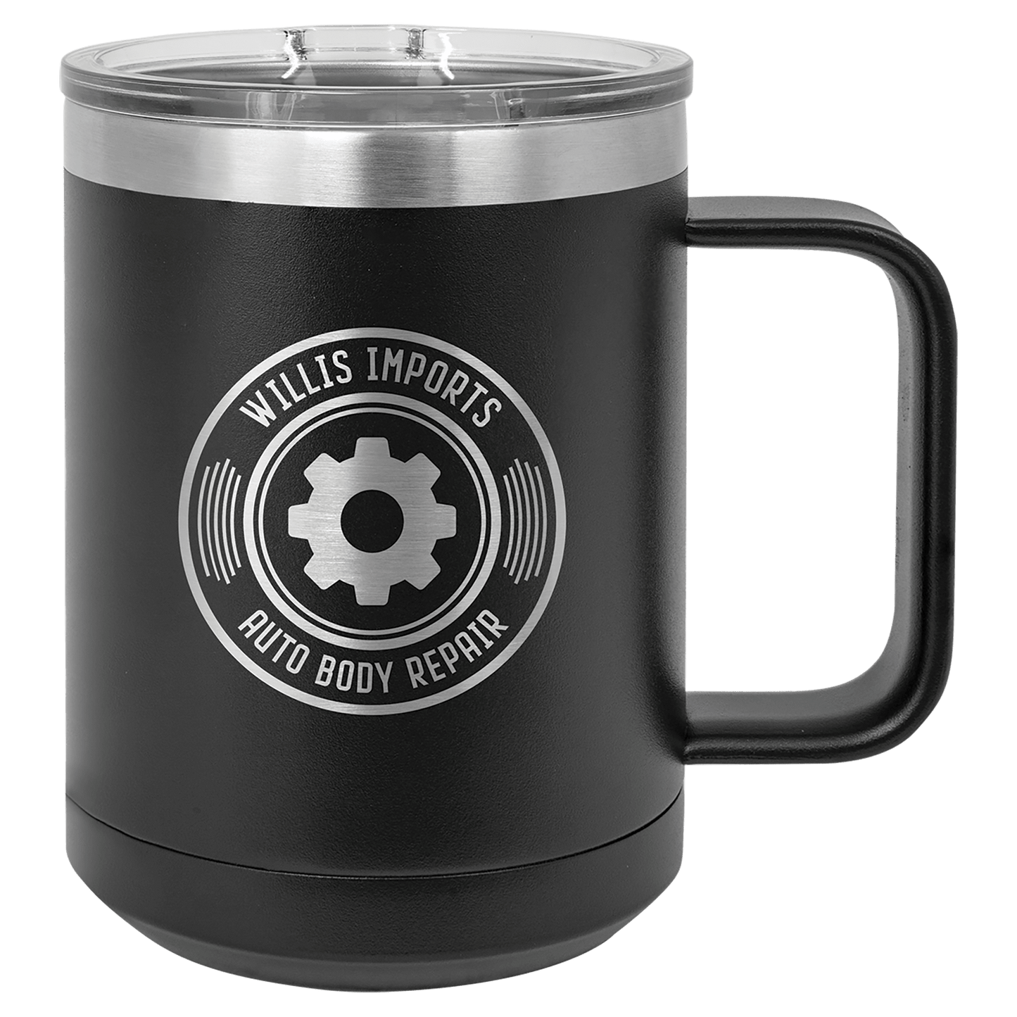 Black Polar Camel 15 oz. Coffee Mug with Slider Lid, Custom Tumbler