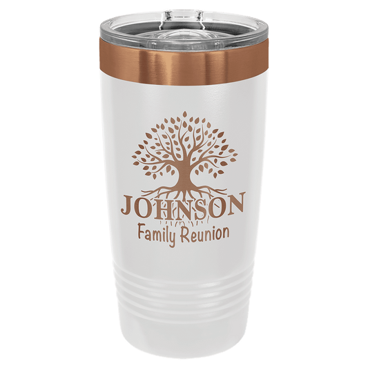 White/Rose Gold Polar Camel 20 Oz. Tumbler with Slider Lid, Custom Tumbler