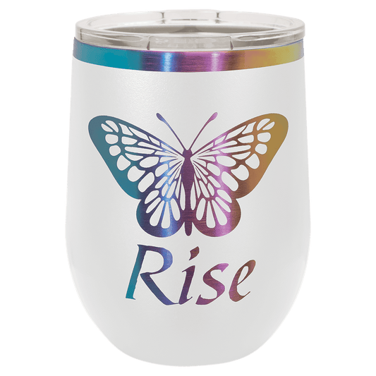 Polar Camel 12 oz. White/Prism Stemless Wine Tumbler, Custom Engraved
