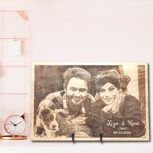 Custom gift, Laser engraved wedding gift photo wood Anniversary day gift Gift for Wife gift for husband Mom Gift for Dad laser engraved photo Wedding