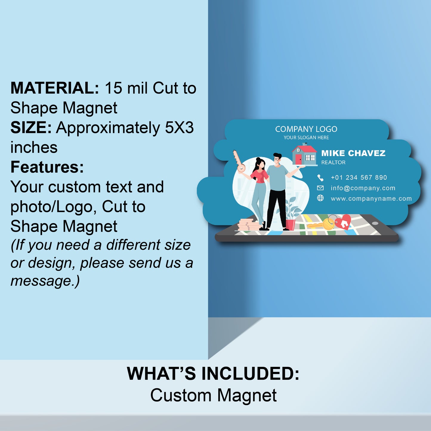 Glossy Custom Magnet Full Colored Marketing Magnets Cut to Shape Magnets Realtor Magnet 3X4 inches