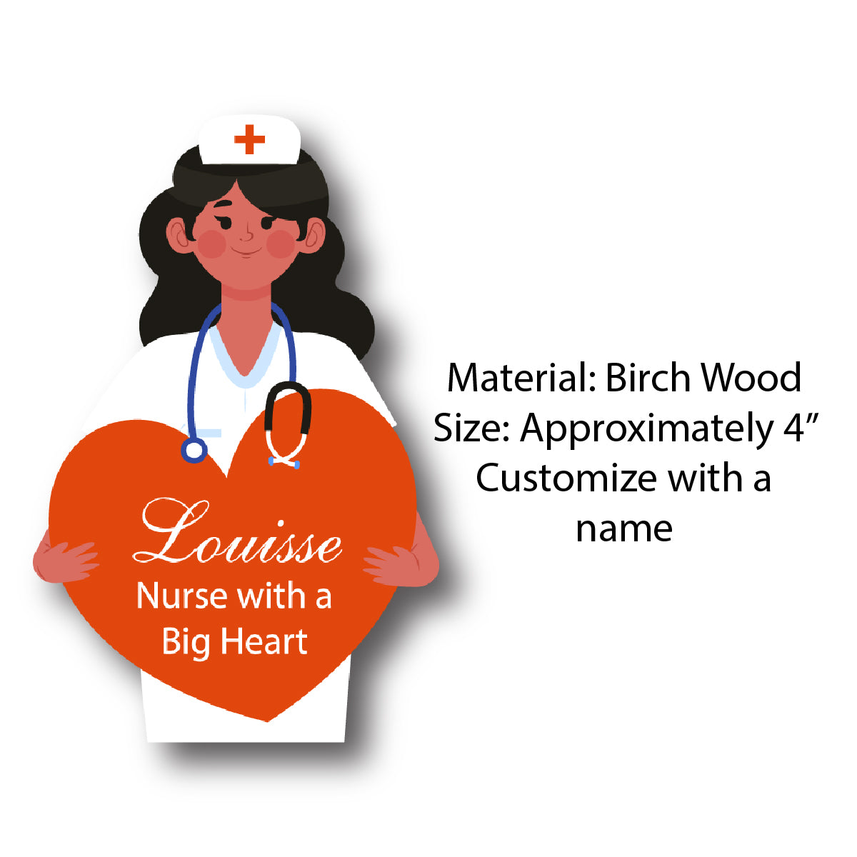 Christmas Nurse with a big heart ornaments,Christmas Ornament, Christmas Ornament Ideas,Christmas Ornaments Personalized, Laser Cut wood