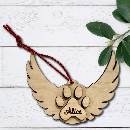 4 inch Wings Wood Ornaments Custom Ornaments Christmas Ornaments Memorial Pet Ornament