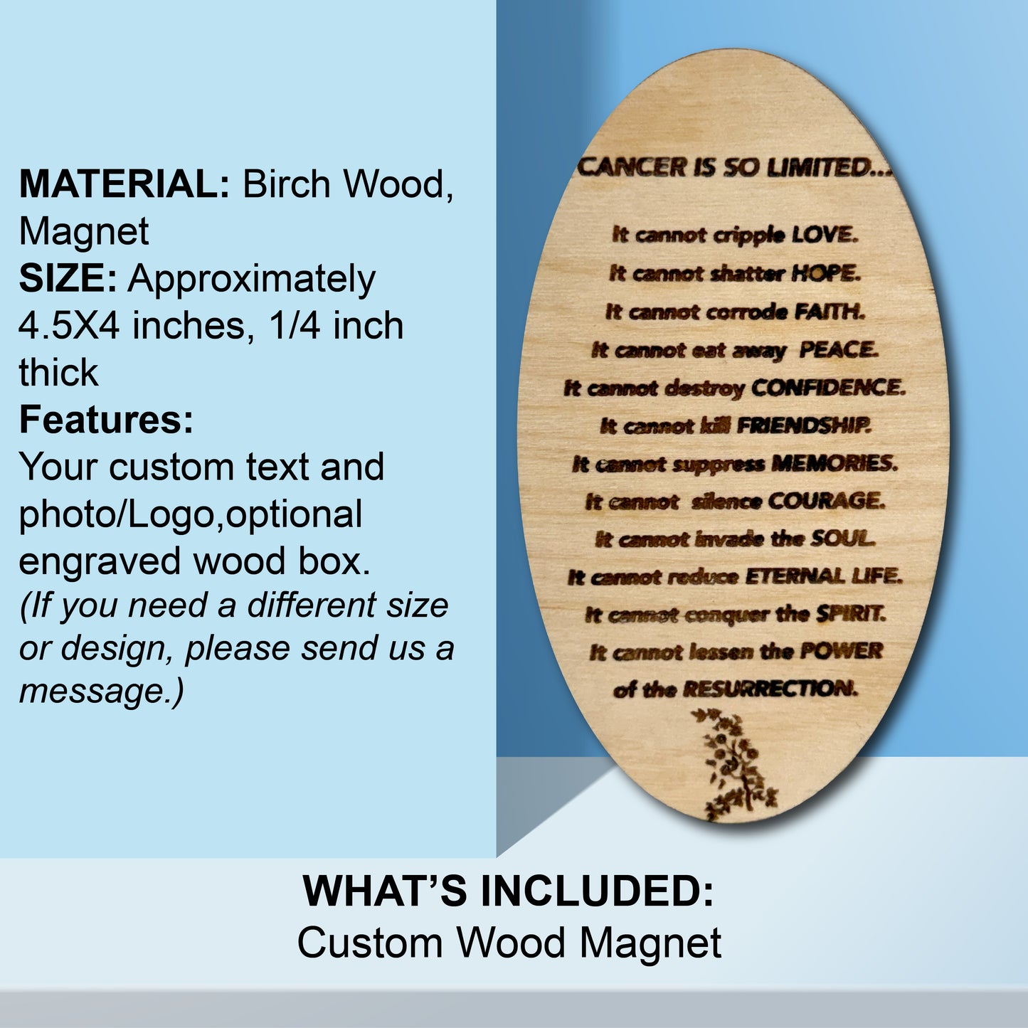 Wood Magnet Approximately 4.5 inches Custom Wood Magnet Gift for Him Gift For Her