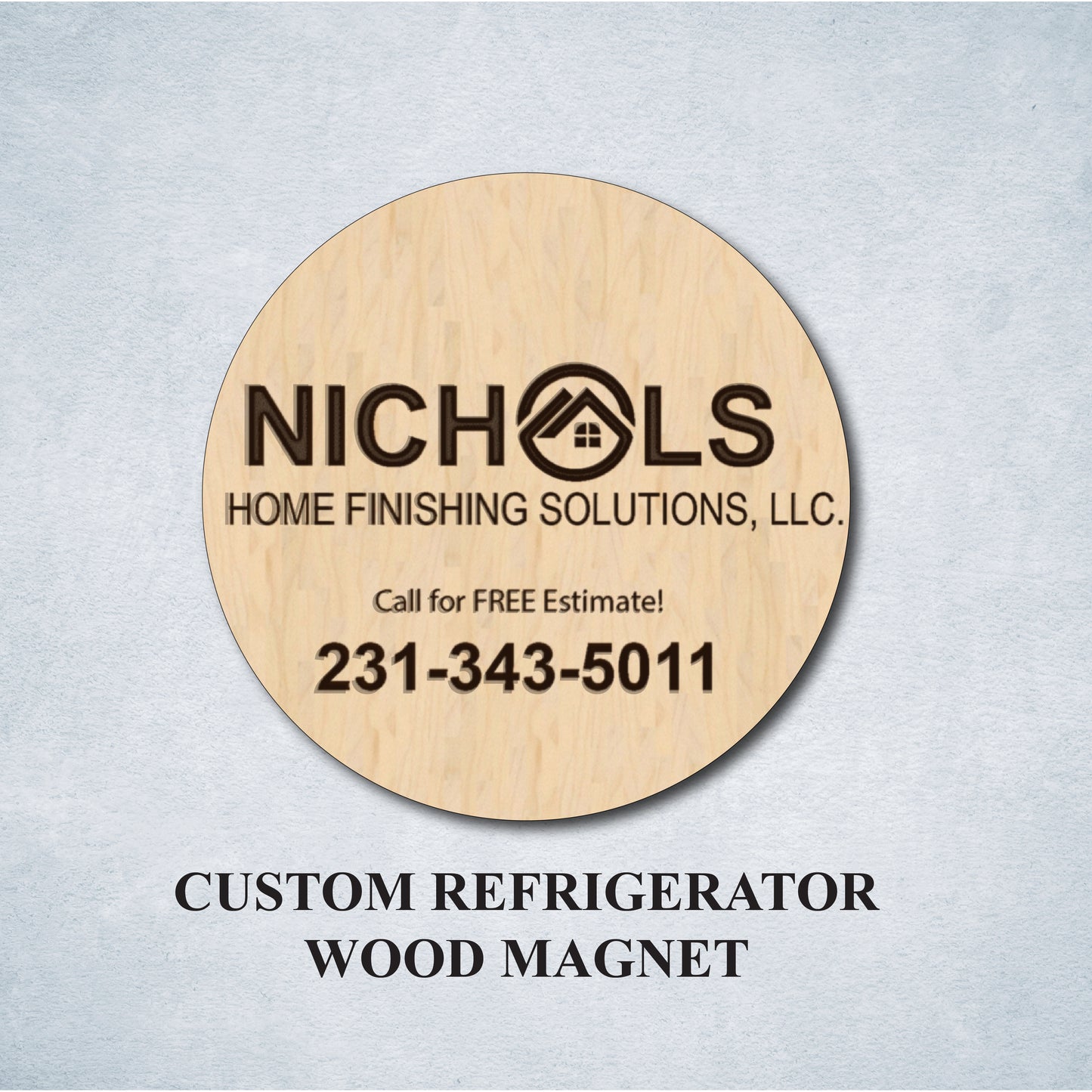 Custom ref magnet, personalized ref magnet, custom wood magnet, custom business magnets, custom business marketing products, Round magnet