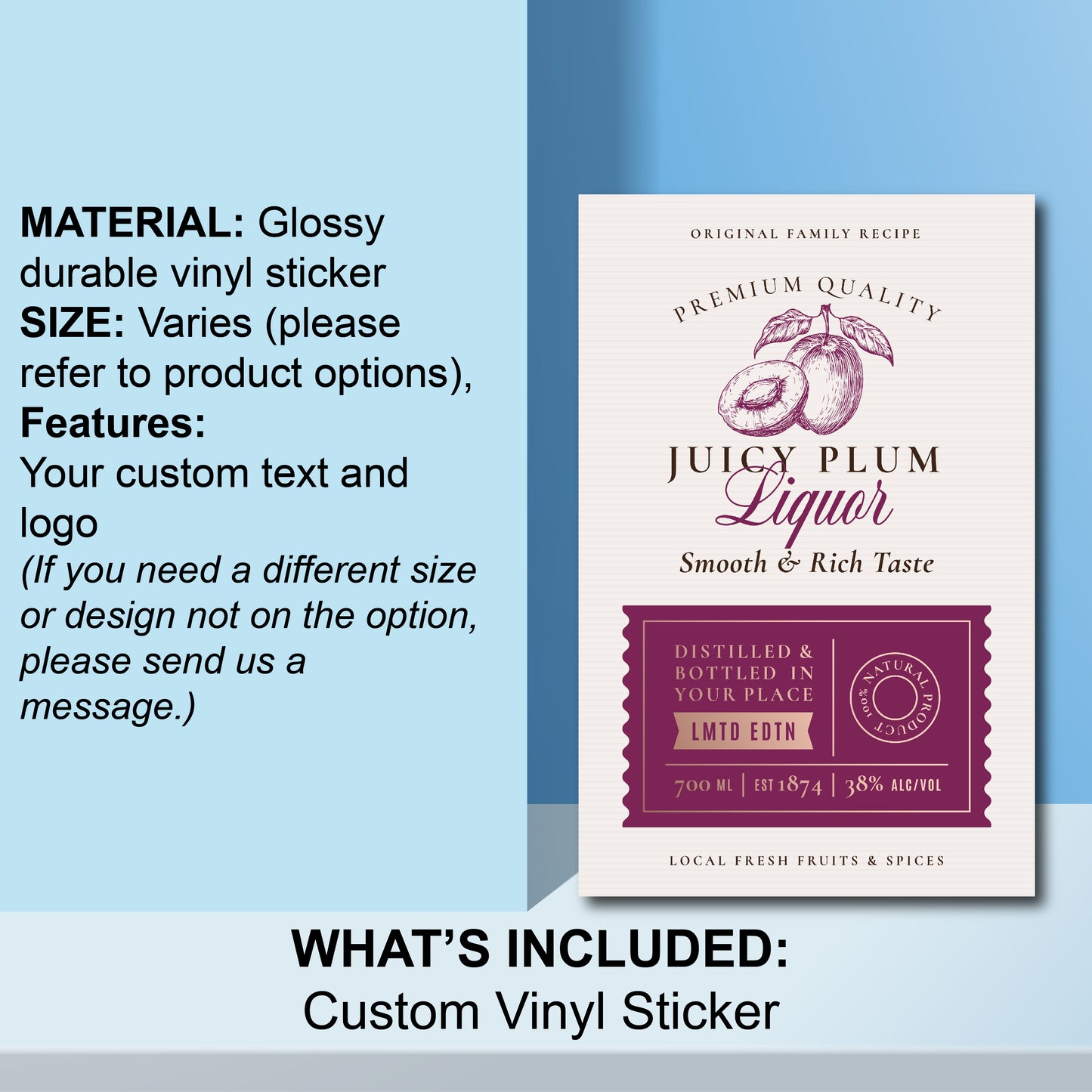 Custom stickers, stickers, Wine label, 100 pcs Custom bottle labels, Purple and Gold custom maple syrup label, custom label, custom candle label, custom product label, labels