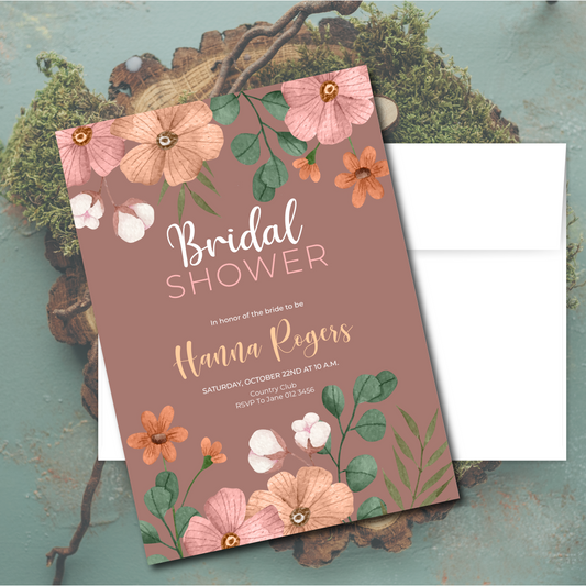 Bridal shower, bridal shower invitation, bridal shower invites, bridal shower invitation printed, bridal shower invitation floral