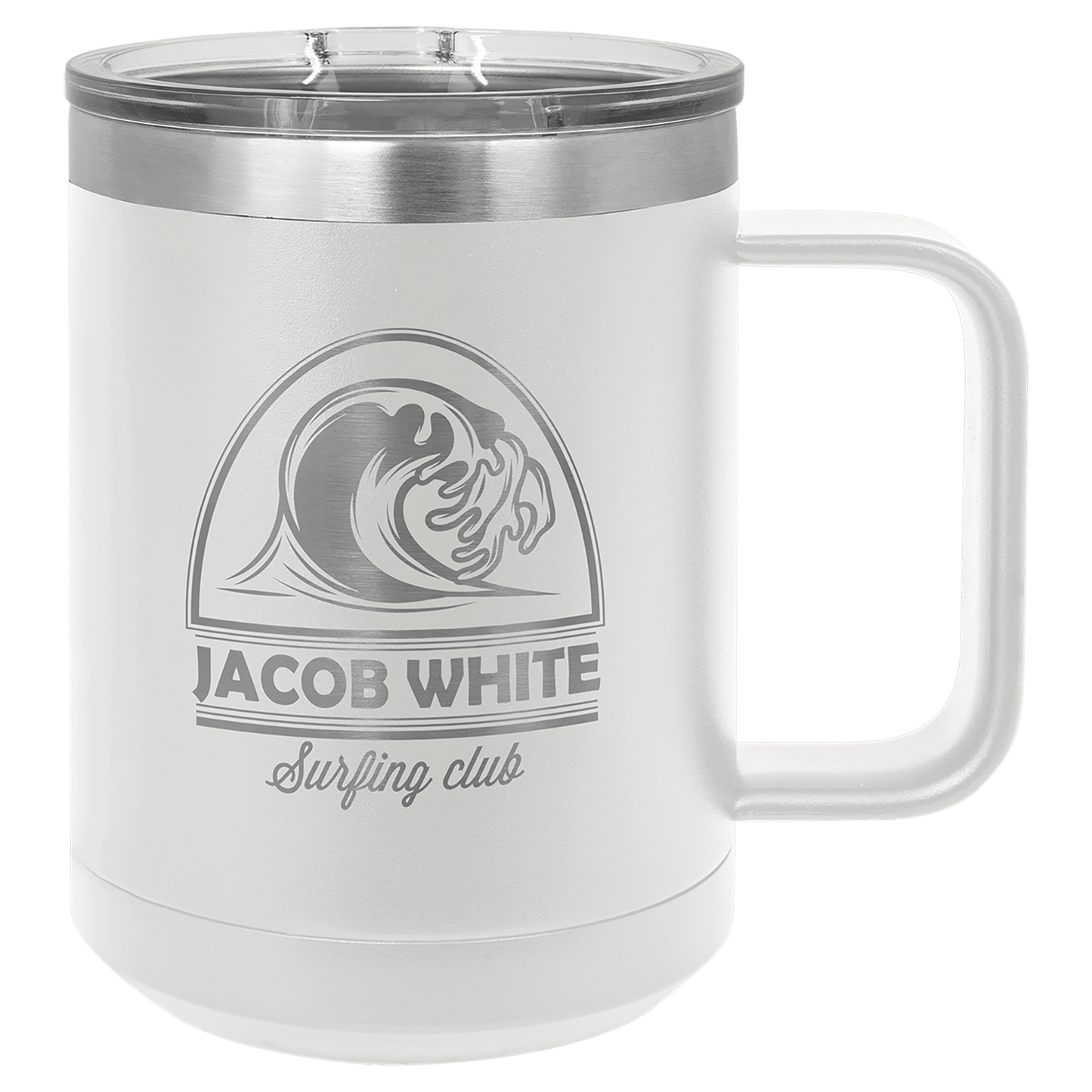 White Polar Camel 15 oz. Coffee Mug with Slider Lid, Custom Tumbler