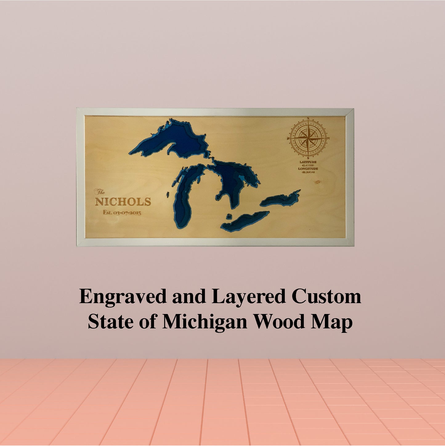 Custom map, custom lake map, State of Michigan map, custom wood map, custom map gifts, custom 3d lake map, map custom, custom map wall art