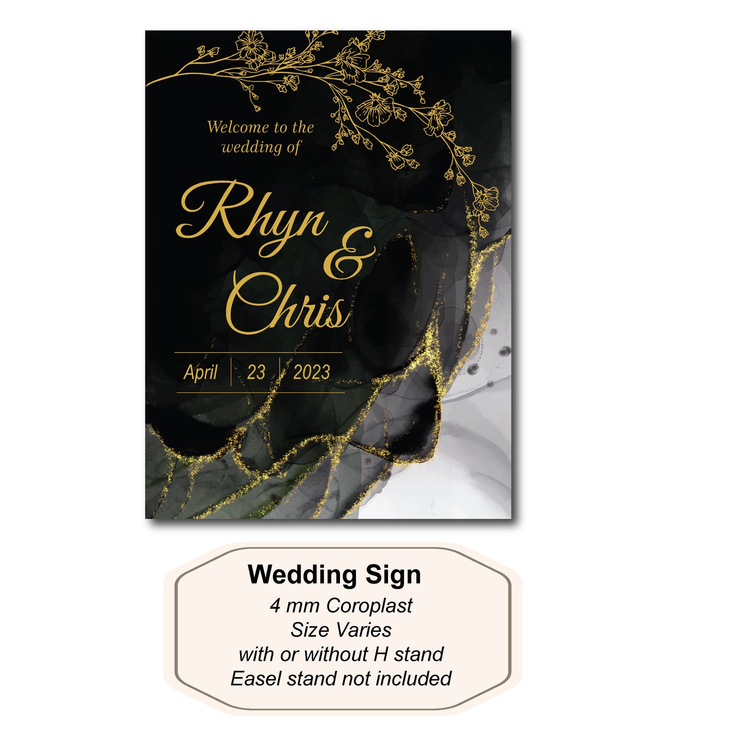 Elegant Black Abstract, Wedding Signs, 18X24 Wedding Signage Wedding Sign in Board, Wedding Welcome Sign, Custom Made Elegant Wedding Sign Ideas