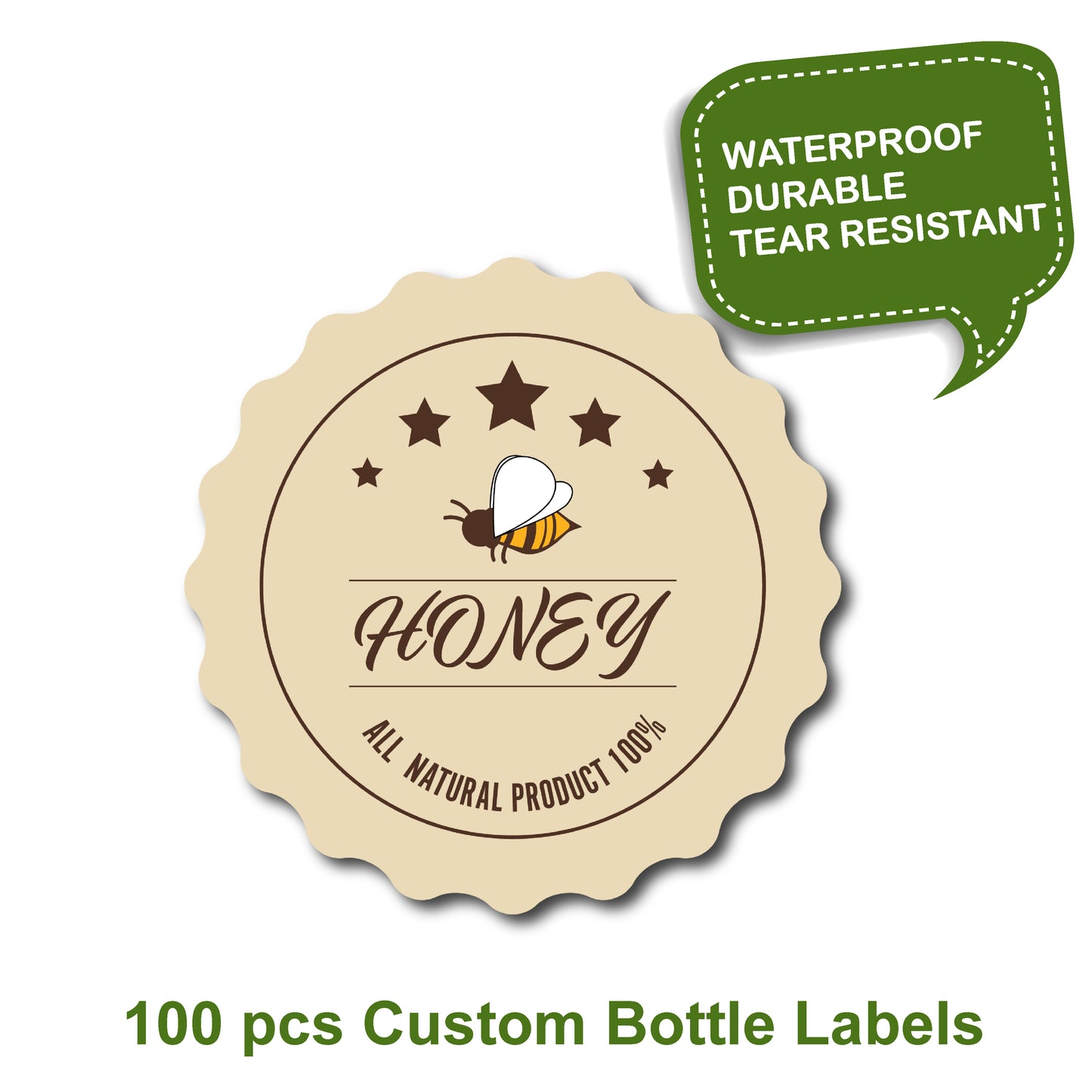 Custom honey all natural product label, 100 pcs Custom bottle labels, custom maple syrup label, custom label, custom candle label, custom product label, labels