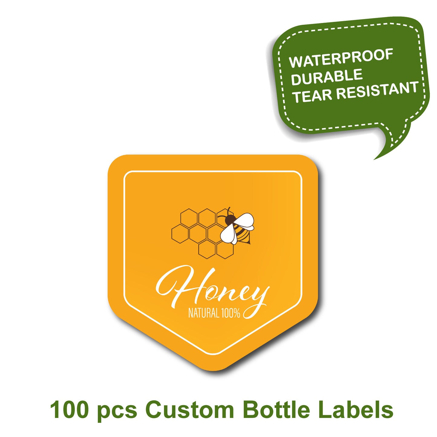 Custom honey label dark yellow, 100 pcs Custom bottle labels, custom maple syrup label, custom label, custom candle label, custom product label, labels