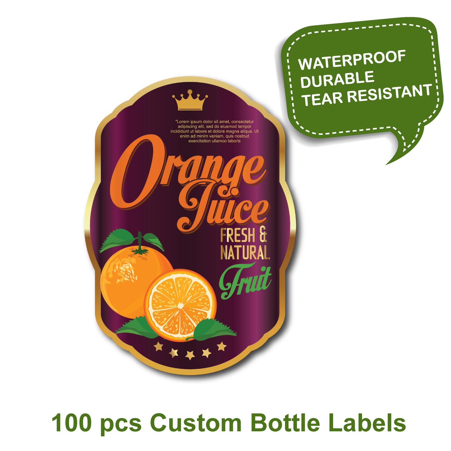 Orange juice label, 100 pcs Custom bottle labels, custom maple syrup label, custom label, custom candle label, custom product label, labels