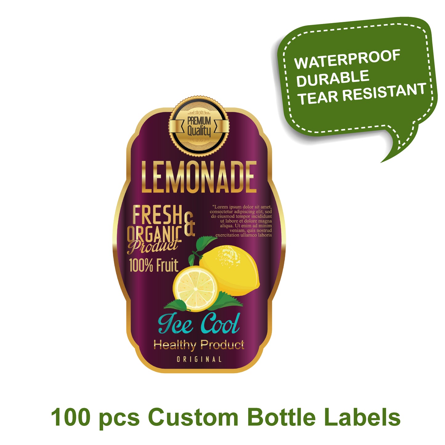 Lemonade label, 100 pcs Custom bottle labels, custom maple syrup label, custom label, custom candle label, custom product label, labels