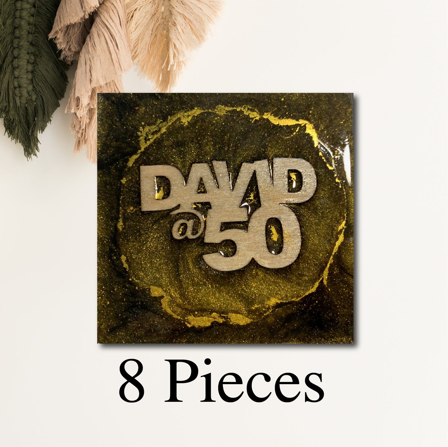 50 birthday party favors, 8 Pieces custom wood coasters, custom wood coaster, birthday, party favors, 50th birthday, birthday party favors